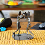 Recycled auto part sculpture, 'Rustic Boxing Match' - Rustic Sculpture Depicting Boxers in Recycled Auto Parts