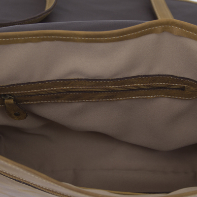 Laptoptasche aus Leder - Laptoptasche im Boho-Stil aus braunem Leder im Used-Look mit Taschen