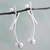 Cultured pearl drop earrings, 'Curvy Beauty' - 950 Silver Cultured Pearl Drop Earrings from Mexico (image 2c) thumbail