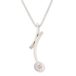 Cultured pearl pendant necklace, 'Curvy Beauty' - 950 Silver Cultured Pearl Pendant Necklace from Mexico