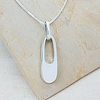 Silver pendant necklace, 'Beautifully Abstract' - 950 Silver Contemporary Pendant Necklace from Mexico