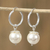 Swarovski crystal pearl dangle earrings, 'Flower Bud' - Swarovski Pearl Sterling Silver Dangle Earrings from Mexico thumbail