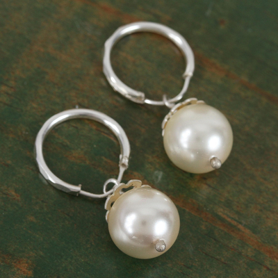 Pendientes colgantes de perlas de cristal de Swarovski - Aretes colgantes de plata esterlina con perlas de Swarovski de México