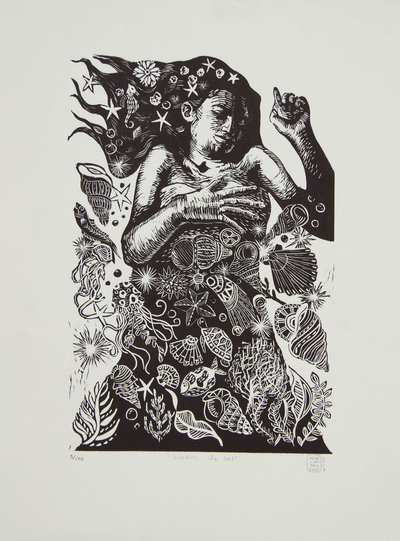 'Dreams of Salt' - Mexican Mermaid Etching Print Signed Limited Edition