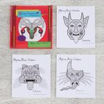 Coloring postcards, 'Mexican Masks Collection' (set of 10) - 10 Coloring Postcards Set of Fantastical Mexican Masks