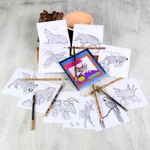 Coloring postcards, 'Alebrije Collection' (set of 10) - Gift Idea 10 Coloring Postcards of Mexican Animal Alebrijes