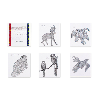 Coloring postcards, 'Alebrije Collection' (set of 10) - Gift Idea 10 Coloring Postcards of Mexican Animal Alebrijes
