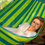 Hammock, 'Neptune' (single) - Hand Made Nylon Single Hammock with S-Hooks from Mexico