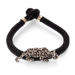Sterling silver and leather braided bracelet, 'Life of the Jaguar' - Hand Made Leather Sterling Silver Braided Bracelet Mexico