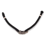 Sterling silver and leather braided bracelet, 'Life of the Jaguar' - Hand Made Leather Sterling Silver Braided Bracelet Mexico