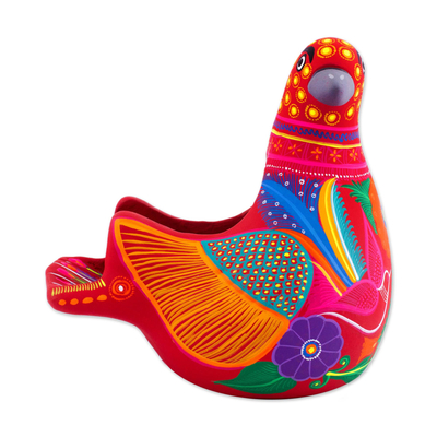 Escultura de cerámica, 'Paloma manchada' - Escultura de cerámica hecha a mano en forma de paloma de México