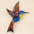 Glass mosaic and steel wall sculpture, 'Blue Hummingbird' (right-facing) - Steel Wall Art Right Facing Blue Hummingbird Mexico (image 2) thumbail