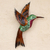 Glass mosaic and steel wall sculpture, 'Green Hummingbird' (right-facing) - Steel Wall Art Right Facing Green Hummingbird Mexico (image 2) thumbail