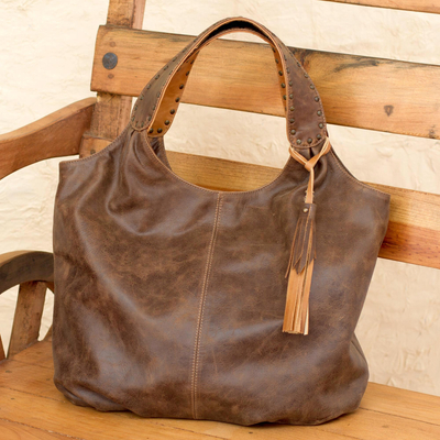 Leather hobo handbag, Honey Brown Belle