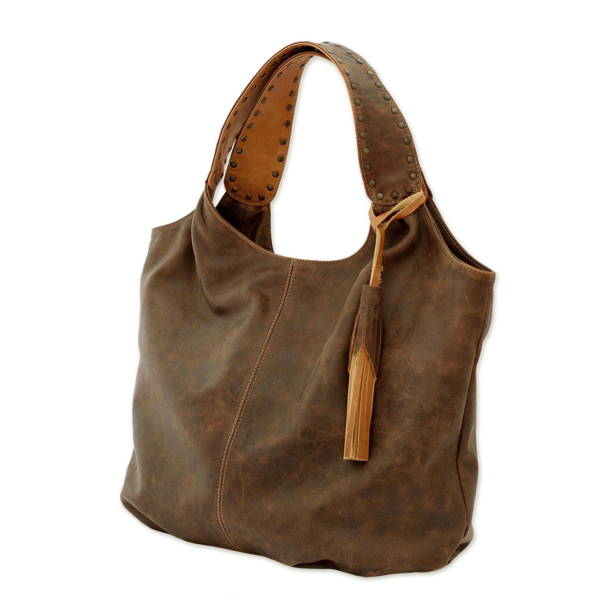 Soft Honey Brown Leather Hobo Handbag with 3 Inner Pockets - Honey ...