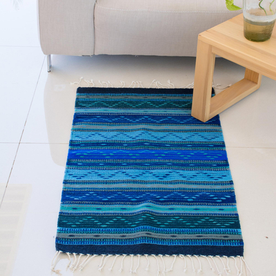 Zapotec wool rug, Ocean Waves (2x3)