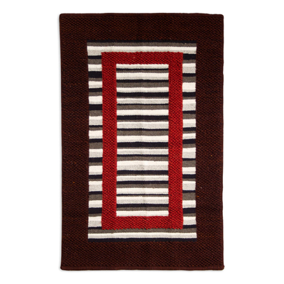Wool area rug, 'Framed Illusions' (3.5x5.5) - Modern Hacienda Style Hand Woven Wool Rug (3.5x5.5)