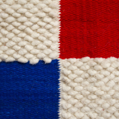 Wool Rug With Multi Color And Ivory Squares 3 5x5 5 Square