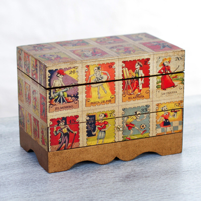 Decoupage jewelry box, Day of the Dead Lottery