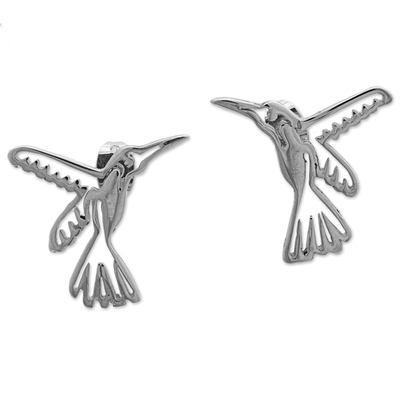 Pendientes colgantes de plata de ley - Aretes colgantes de plata de ley hechos a mano colibrí mexico