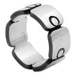Sterling silver band ring, 'Aztec Squares' - Sterling Silver Band Ring with Square Circle Motifs Mexico
