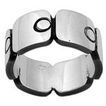 Sterling silver band ring, 'Aztec Squares' - Sterling Silver Band Ring with Square Circle Motifs Mexico