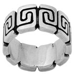 Sterling silver band ring, 'Zapotec Spirals' - Sterling Silver Band Ring with Spiral Motifs Mexico