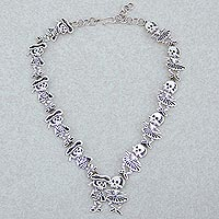 Sterling silver Y-necklace, 'Skeletal Matador Dance'