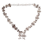 Sterling silver Y-necklace, 'Skeletal Matador Dance' - Day of the Dead Signed Matador Skeletons Necklace