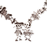 Sterling silver Y-necklace, 'Skeletal Matador Dance' - Day of the Dead Signed Matador Skeletons Necklace
