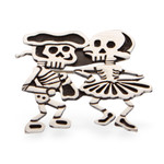 Sterling silver brooch pendant, 'Skeletal Matador Dance' - Signed Brooch Pendant from Mexican Day of the Dead