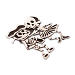 Sterling silver brooch pendant, 'Skeletal Matador Dance' - Signed Brooch Pendant from Mexican Day of the Dead