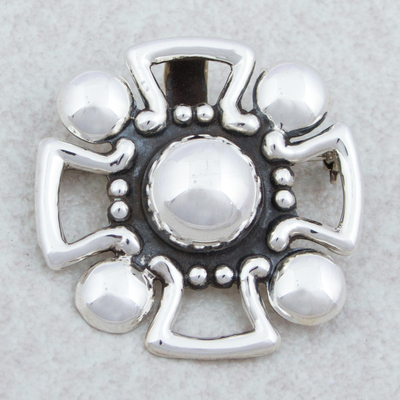 Sterling silver brooch pendant, 'Cross' - Mexican Style 925 Silver Christian Cross Brooch Pendant
