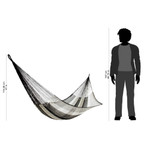 Hammock, 'Night Stripes' (single) - Black & Ivory Hand Woven Hammock from Mexico