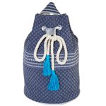Cotton backpack, 'Day Trip in Blue' - Drawstring Cotton Backpack Handcrafted in Mexico