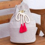 Cotton backpack, 'Day Trip Dream' - Striped Drawstring Cotton Backpack Handcrafted in Mexico