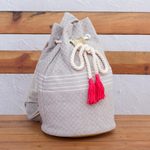Cotton backpack, 'Day Trip Dream' - Striped Drawstring Cotton Backpack Handcrafted in Mexico