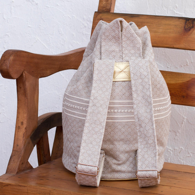 Rucksack aus Baumwolle - Gestreifter Rucksack aus Baumwolle mit Kordelzug, handgefertigt in Mexiko