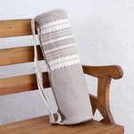 Cotton yoga mat bag, 'Unwind' - Handwoven Yoga Mat Bag from Mexico in Grey and White