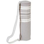Cotton yoga mat bag, 'Unwind' - Handwoven Yoga Mat Bag from Mexico in Grey and White
