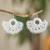Cotton dangle earrings, 'White Sun' - Handcrafted White Cotton Dangle Earrings with Sun Motif