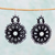Cotton dangle earrings, 'Black Flower Blossom' - Handcrafted Black Cotton Dangle Earrings with Flower Motif thumbail