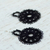Cotton dangle earrings, 'Black Flower Blossom' - Handcrafted Black Cotton Dangle Earrings with Flower Motif (image 2c) thumbail