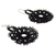 Cotton dangle earrings, 'Black Flower Blossom' - Handcrafted Black Cotton Dangle Earrings with Flower Motif