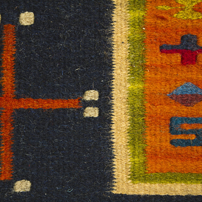 Zapotec-Wollteppich, (3x5) - Geometrisch gemusterter Teppich aus 100 % Wolle in Erdtönen (3x5)