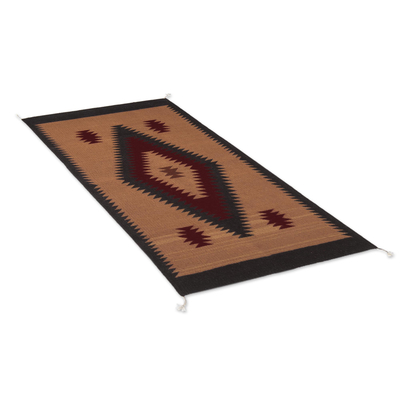 Zapotec  wool area rug, 'Desert Diamonds' (2x3) - 100% Wool Area Rug in Red Black and Tan with Diamonds (2x3)