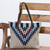 Leather accent Zapotec wool shoulder bag, 'Diamond Bliss' - Wool Shoulder Bag with Zapotec Diamond Pattern and Leather thumbail