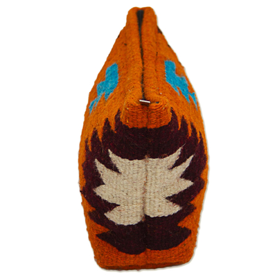 Zapotec wool clutch handbag, 'Autumn Sunrise' - Hand Made Wool Clutch Handbag Sunrise from Mexico