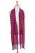 Silk scarf, 'Mexican Fringe in Magenta' - Fair Trade Hand Woven Silk Oaxaca Scarf in Magenta and Amber
