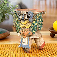 Ceramic incense holder, 'Eagle Omen' - Handcrafted Ceramic Incense Holder from Mexico